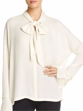 NWT Theory Silk Scarf Shirt Blouse with Matching Tank Camisole in Ivory